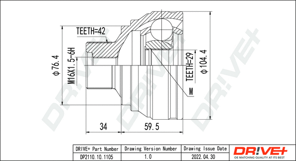 Joint Kit, drive shaft (DP2110.10.1105)