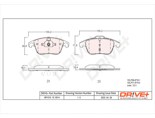 Brake Pad Set, disc brake (DP1010.10.0514)