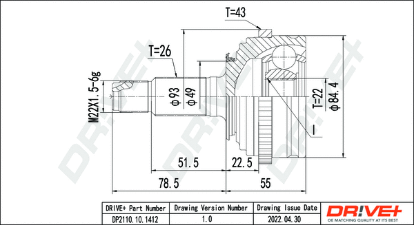 Joint Kit, drive shaft (DP2110.10.1412)