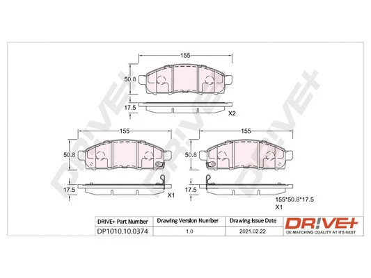 Brake Pad Set, disc brake (DP1010.10.0374)