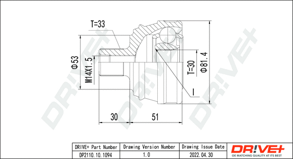 Joint Kit, drive shaft (DP2110.10.1094)