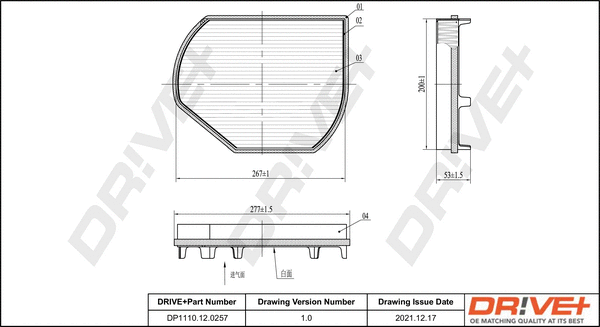 Filter, cabin air (DP1110.12.0257)