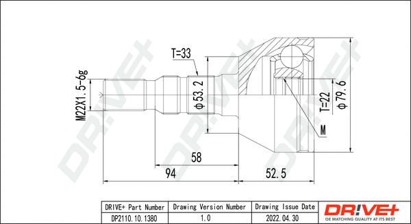 Joint Kit, drive shaft (DP2110.10.1380)