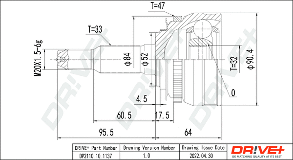 Joint Kit, drive shaft (DP2110.10.1137)