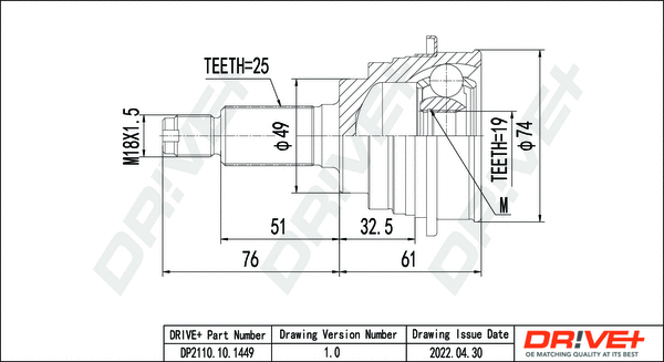 Joint Kit, drive shaft (DP2110.10.1449)