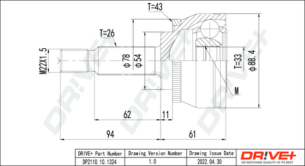Joint Kit, drive shaft (DP2110.10.1324)