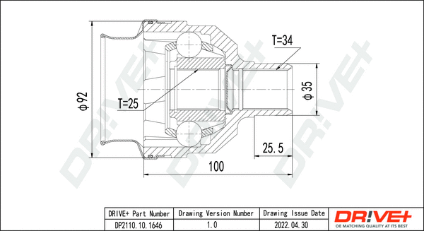 Joint Kit, drive shaft (DP2110.10.1646)