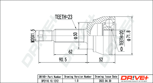 Joint Kit, drive shaft (DP2110.10.1212)