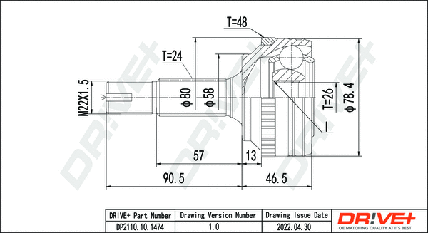 Joint Kit, drive shaft (DP2110.10.1474)
