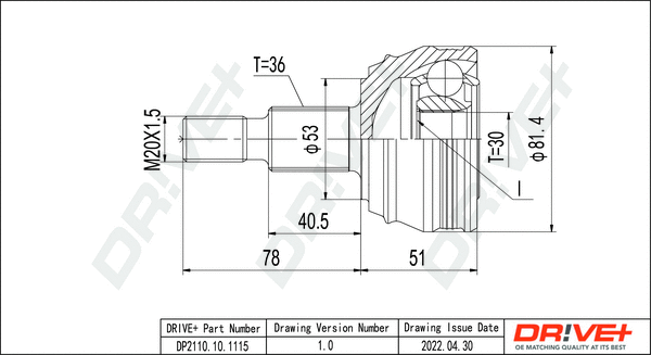 Joint Kit, drive shaft (DP2110.10.1115)