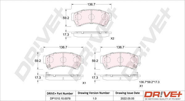 Brake Pad Set, disc brake (DP1010.10.0078)