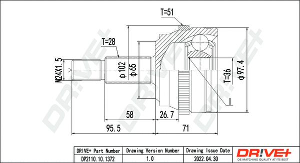 Joint Kit, drive shaft (DP2110.10.1372)