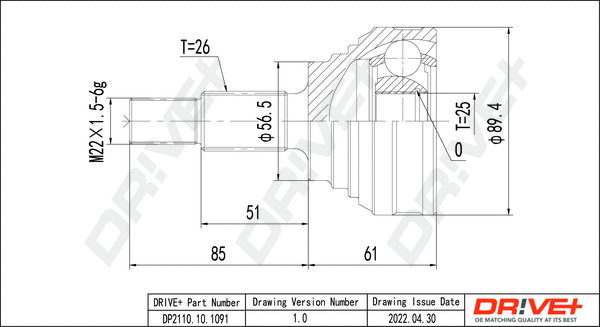 Joint Kit, drive shaft (DP2110.10.1091)