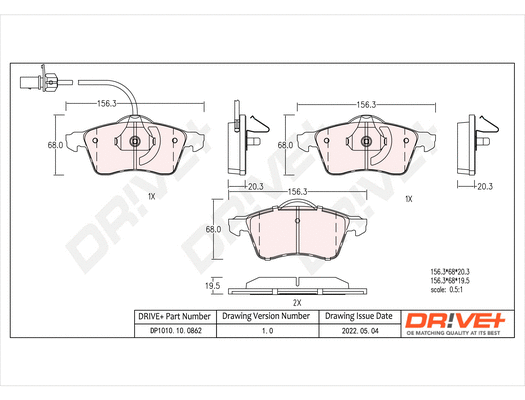 Brake Pad Set, disc brake (DP1010.10.0862)