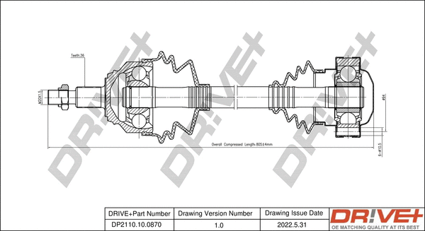 Drive Shaft (DP2110.10.0870)