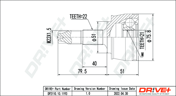 Joint Kit, drive shaft (DP2110.10.1193)
