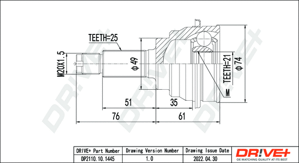 Joint Kit, drive shaft (DP2110.10.1445)