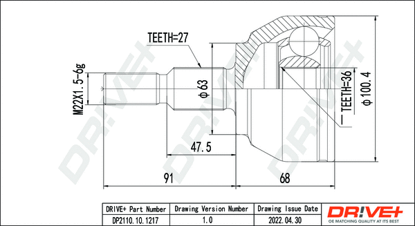 Joint Kit, drive shaft (DP2110.10.1217)