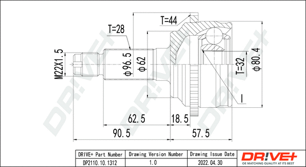 Joint Kit, drive shaft (DP2110.10.1312)