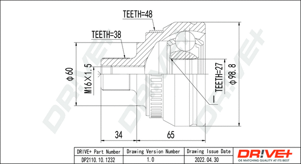 Joint Kit, drive shaft (DP2110.10.1232)
