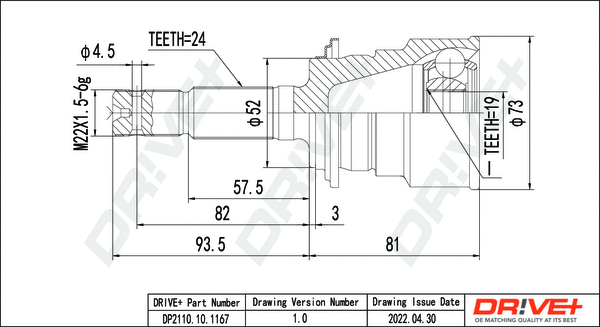 Joint Kit, drive shaft (DP2110.10.1167)