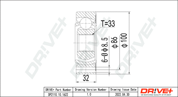 Joint Kit, drive shaft (DP2110.10.1622)