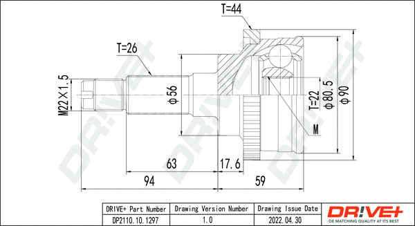 Joint Kit, drive shaft (DP2110.10.1297)