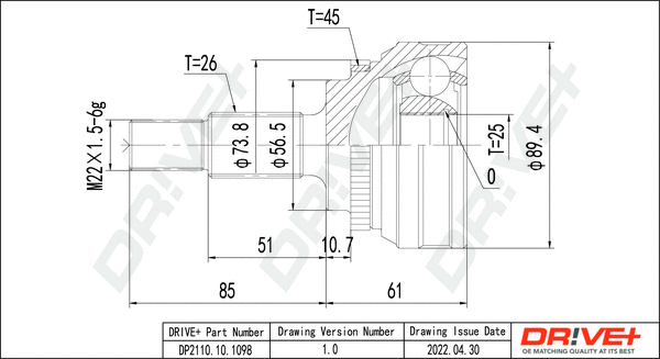 Joint Kit, drive shaft (DP2110.10.1098)
