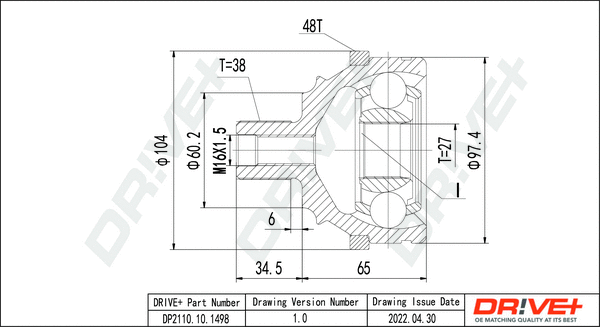 Joint Kit, drive shaft (DP2110.10.1498)