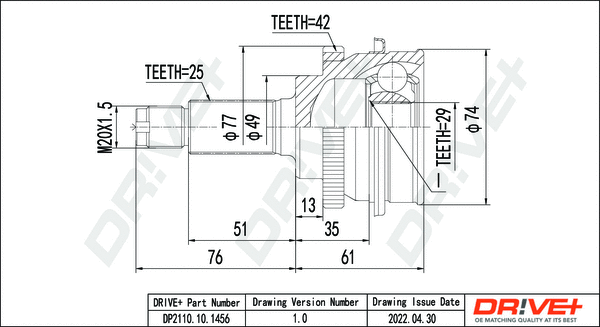 Joint Kit, drive shaft (DP2110.10.1456)