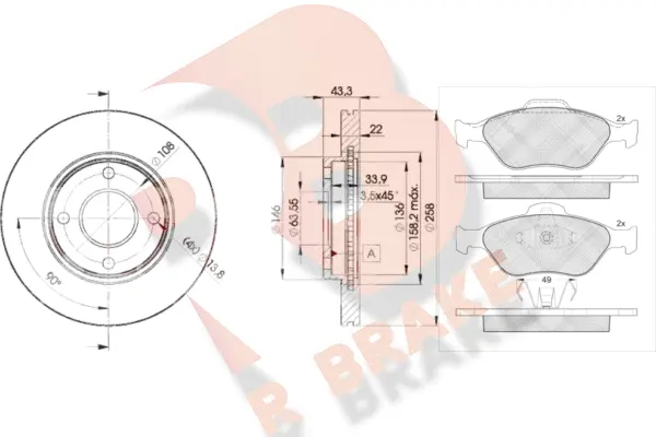 Brake Kit, disc brake (3R13435344)