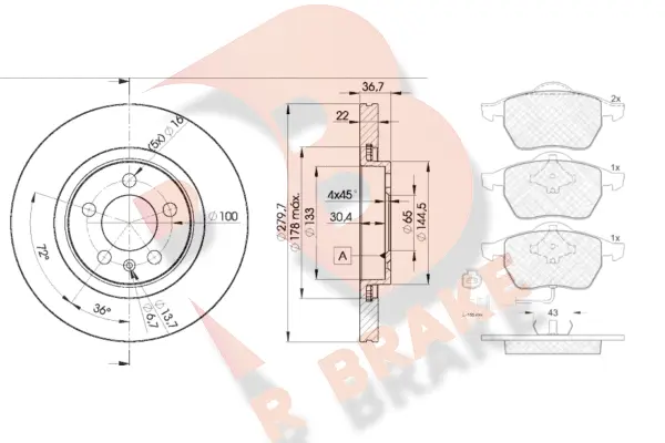 Brake Kit, disc brake (3R13965603)
