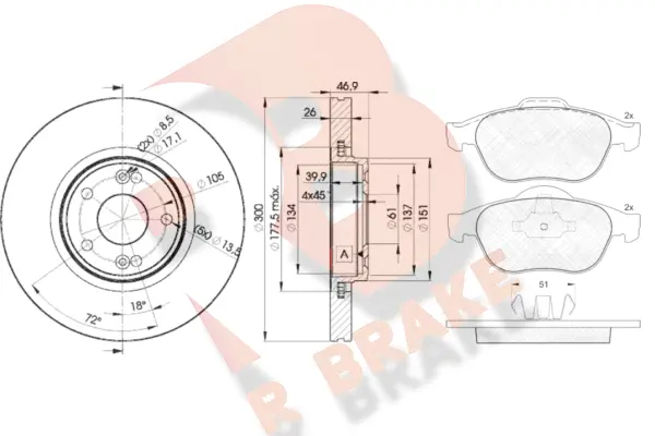 Brake Kit, disc brake (3R14322235)