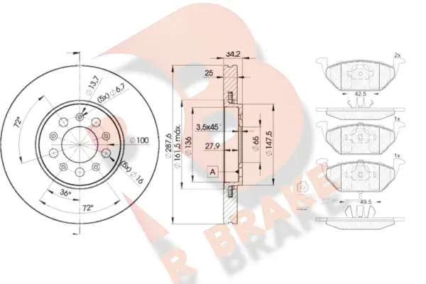 Brake Kit, disc brake (3R13495604)