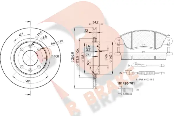 Brake Kit, disc brake (3R14204750)