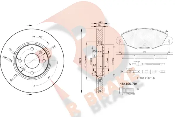 Brake Kit, disc brake (3R14064753)