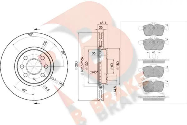 Brake Kit, disc brake (3R15929007)