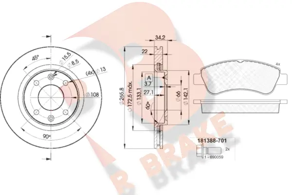Brake Kit, disc brake (3R13884750)