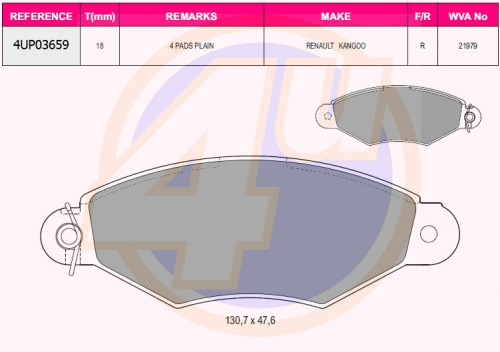Brake Pad Set, disc brake (4UP03659)