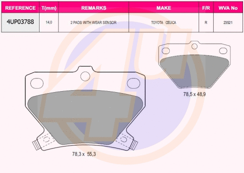 Brake Pad Set, disc brake (4UP03788)