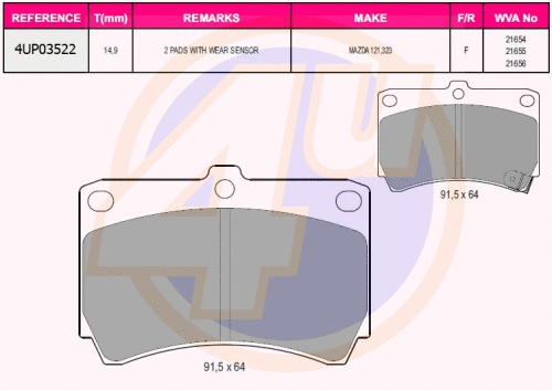 Brake Pad Set, disc brake (4UP03522)