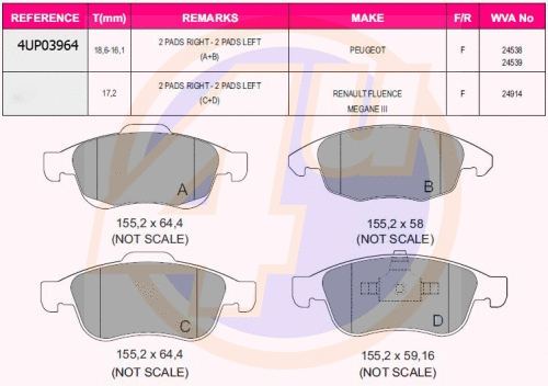 Brake Pad Set, disc brake (4UP03964)