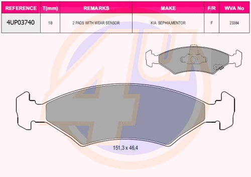 Brake Pad Set, disc brake (4UP03740)