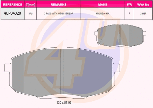 Brake Pad Set, disc brake (4UP04028)