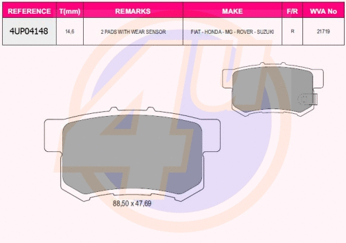 Brake Pad Set, disc brake (4UP04148)