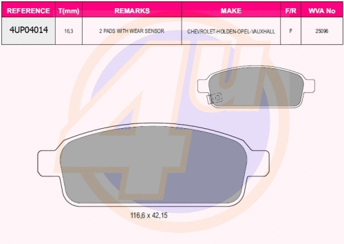 Brake Pad Set, disc brake (4UP04014)