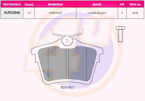 Brake Pad Set, disc brake (4UP03946)