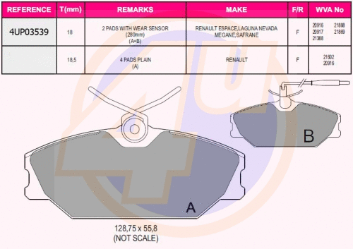 Brake Pad Set, disc brake (4UP03539)
