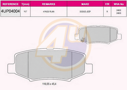 Brake Pad Set, disc brake (4UP04004)