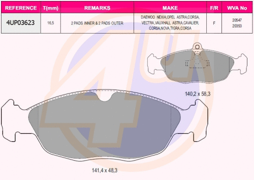 Brake Pad Set, disc brake (4UP03623)